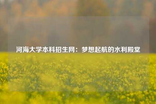 河海大学本科招生网：梦想起航的水利殿堂